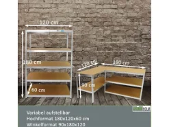 TRUTZHOLM 2er Set XXL Schwerlastregal 180x120x60 cm 875 kg Traglast Werkstattregal