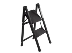 TRUTZHOLM Klapptritte^Trittleiter 2 Stufig Klappbar bis 150 kg Alu Anti Rutsch Trittflächen TÜV GS Schwarz