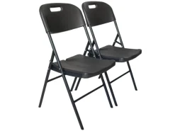 TRUTZHOLM Stühle^2x Klappstuhl 150 kg Sitzform Ergonomisch Wetterfest Holzoptik Grau