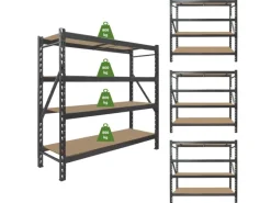 TRUTZHOLM Kellerregale|Schwerlastregal^4x Schwerlastregal Emil 180x190x60 cm 3200 kg Stahl Stecksystem 4 Fachböden