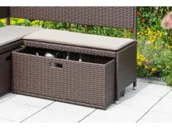 Merxx Sitzbänke^Unterschiebbox Polyrattan 49 x 95 x 40 cm Braun für Garten-Eckbank 3-Sitzer