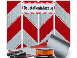 Klebefolien^UvV Set Kfz Warnmarkierung 4 x Klebefolie & Baustellenfahrzeug & LED Blitzer