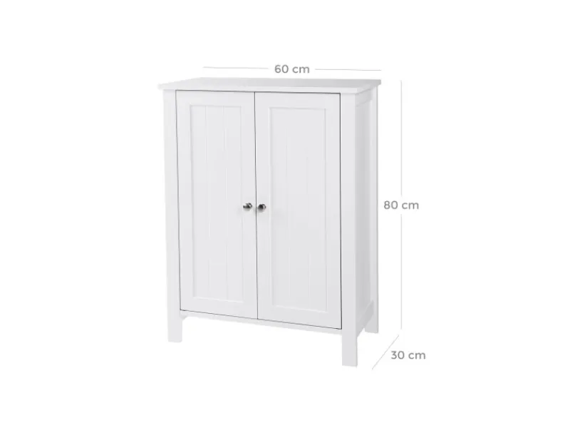 Vasagle Badezimmerschrank mit 2 Türen 30 cm x 60 cm x 80 cm Weiß