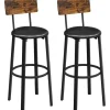Vasagle Barhocker 2er Set mit PU-Bezug Braun-Schwarz
