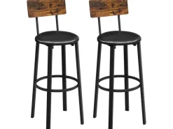 Vasagle Barhocker 2er Set mit PU-Bezug Braun-Schwarz