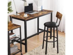 Vasagle Barhocker 2er Set mit PU-Bezug Braun-Schwarz