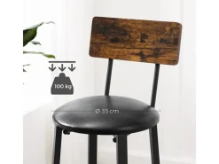 Vasagle Barhocker 2er Set mit PU-Bezug Braun-Schwarz