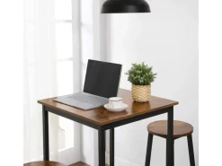 Möbelserien^Vasagle Bartisch Quadratisch 60 cm x 60 cm x 92 cm Braun-Schwarz