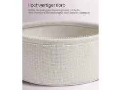 Tische^Vasagle Beistelltisch mit Stoff-Korb Ø 45 cm x 51 cm Rosa-Weiß