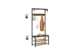 Vasagle Garderobe 32 x 80 x 178,5 cm Braun-Schwarz
