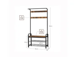 Vasagle Garderobenständer 84 cm x 183 cm x 33,7 cm Braun-Schwarz