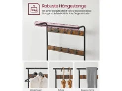 Vasagle Garderobenständer 84 cm x 183 cm x 33,7 cm Braun-Schwarz