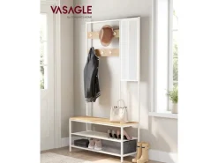 Vasagle Garderobenständer Modern 35 cm x 98 cm x 180 cm Eiche-Weiß