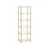 Regale Massivholz|Bücherregale^Vasagle Glasregal 6 Ablagen 30 cm x 40 cm x 177,3 cm Gold