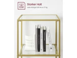 Regale Massivholz|Bücherregale^Vasagle Glasregal 6 Ablagen 30 cm x 40 cm x 177,3 cm Gold