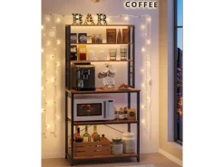 Regale Massivholz|Aufbewahrung^Vasagle Küchenregal 6 Ebenen und 6 Haken 40 cm x 80 cm x 167 cm Braun-Schwarz