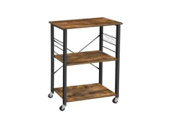 Regale Schwarz|Holzregale^Vasagle Küchenregal mit Rollen 40 cm x 60 cm x 89 cm Braun-Schwarz