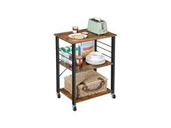 Regale Schwarz|Holzregale^Vasagle Küchenregal mit Rollen 40 cm x 60 cm x 89 cm Braun-Schwarz