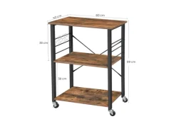 Regale Schwarz|Holzregale^Vasagle Küchenregal mit Rollen 40 cm x 60 cm x 89 cm Braun-Schwarz