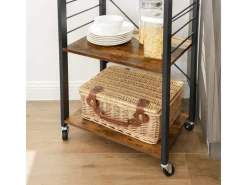 Regale Schwarz|Holzregale^Vasagle Küchenregal mit Rollen 40 cm x 60 cm x 89 cm Braun-Schwarz