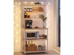 Regal Weiß^Vasagle Küchenregal Stahl 40 cm x 80 cm x 167 cm Eichefarben-Weiß