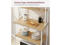 Regal Weiß^Vasagle Küchenregal Stahl 40 cm x 80 cm x 167 cm Eichefarben-Weiß