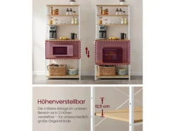 Regal Weiß^Vasagle Küchenregal Stahl 40 cm x 80 cm x 167 cm Eichefarben-Weiß