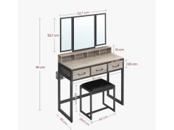 Vasagle Schminktisch mit Hocker Greige-Schwarz