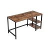 Tische^Vasagle Schreibtisch 2 Ablagen 60 cm x 140 cm x 75 cm Braun-Schwarz