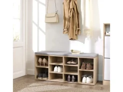 Vasagle Schuhbank 30 cm x 104 cm x 48 cm Eichefarben-Grau