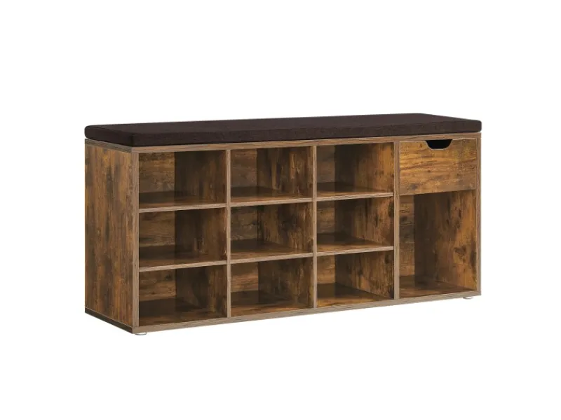 Regale Massivholz^Vasagle Schuhbank 30 cm x 104 cm x 48 cm Vintagebraun