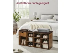 Regale Massivholz^Vasagle Schuhbank 30 cm x 104 cm x 48 cm Vintagebraun