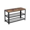 Regale Schwarz|Sitzbänke^Vasagle Schuhbank mit 2 Gitterablagen 30 cm x 73 cm x 45 cm Braun-Schwarz