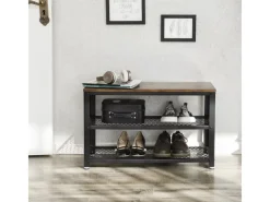 Regale Schwarz|Sitzbänke^Vasagle Schuhbank mit 2 Gitterablagen 30 cm x 73 cm x 45 cm Braun-Schwarz