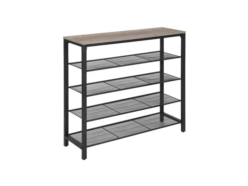 Vasagle Schuhregal 4 Ebenen 100 cm x 30 cm x 92,5 cm Grau-Schwarz