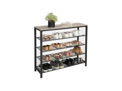 Vasagle Schuhregal 4 Ebenen 100 cm x 30 cm x 92,5 cm Grau-Schwarz