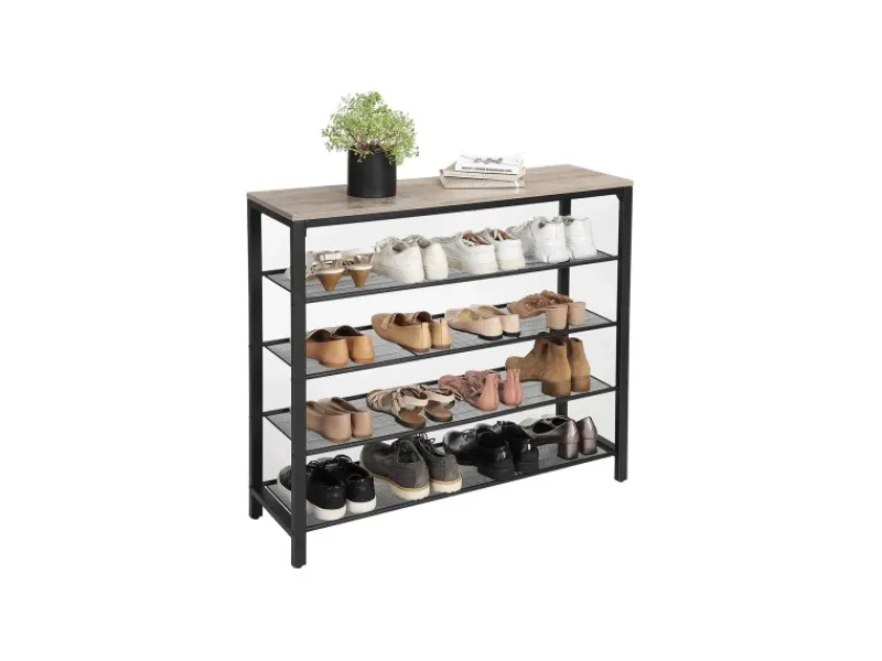 Vasagle Schuhregal 4 Ebenen 100 cm x 30 cm x 92,5 cm Grau-Schwarz