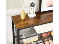 Regale Schwarz|Regale Massivholz^Vasagle Schuhregal 5 Ebenen 30 cm x 100 cm x 110 cm Braun-Schwarz