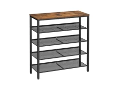 Regale Massivholz|Regale Schwarz^Vasagle Schuhregal 5 Ebenen 30 cm x 93 cm x 75 cm Braun-Schwarz