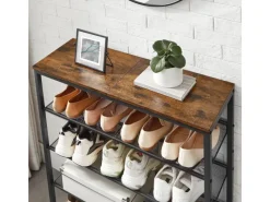 Regale Massivholz|Regale Schwarz^Vasagle Schuhregal 5 Ebenen 30 cm x 93 cm x 75 cm Braun-Schwarz