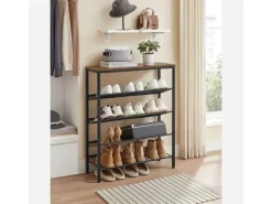 Regale Massivholz|Regale Schwarz^Vasagle Schuhregal 5 Ebenen 30 cm x 93 cm x 75 cm Braun-Schwarz