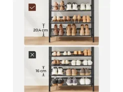 Regale Massivholz|Regale Schwarz^Vasagle Schuhregal 5 Ebenen 30 cm x 93 cm x 75 cm Braun-Schwarz