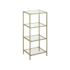 Bücherregale^Vasagle Standregal 4 Ablagen Hartglas 30 cm x 40 cm x 95 cm Gold