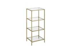 Bücherregale^Vasagle Standregal 4 Ablagen Hartglas 30 cm x 40 cm x 95 cm Gold