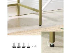 Bücherregale^Vasagle Standregal 4 Ablagen Hartglas 30 cm x 40 cm x 95 cm Gold