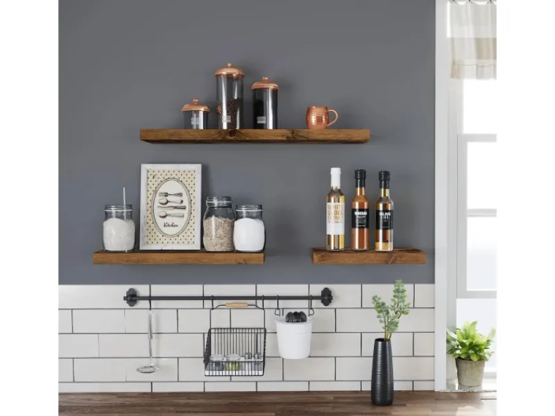 Vasagle Wandboard 20 cm x 80 cm x 3,8 cm Braun