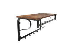 Vasagle Wandgarderobe 5 Haken und Regal 30 cm x 60 cm 31,7 cm Braun-Schwarz