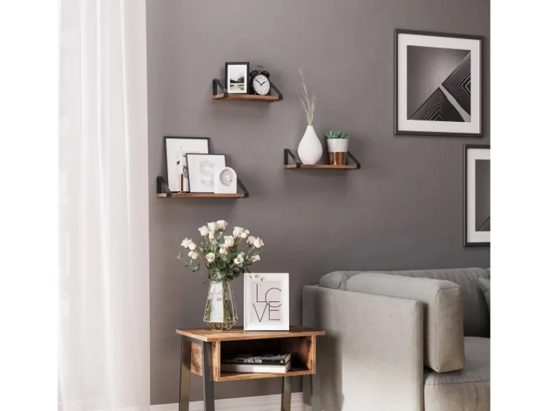 Vasagle Wandregal 40 cm x 12 cm x 11 cm Braun-Schwarz