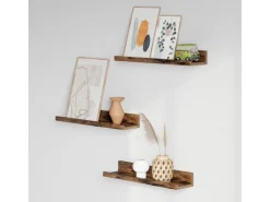 Holzregale|Regale Massivholz^Vasagle Wandregal 3 Stück Länge 38 cm Braun