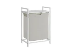 Bettwäsche^Vasagle Wäschesammler 50 cm x 33 cm x 72 cm Weiß